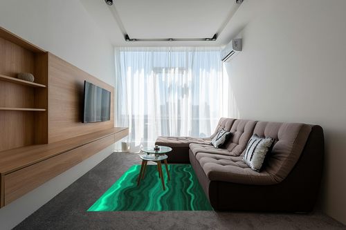 Art Deco Soft Wool Luxury Marble Pattern Emerald Green Area Rug 6x9 Modern Contemporary Abstract Rug for Living Room Bedroom Dining Room Farmhouse Office Floor Carpet Mat in Grey Living Room with Brown Couch