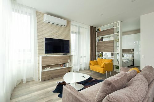 bonanza leathers Genuine Cowhide Rug Chocolate Cream Size S/L/XL 5X6/6X7/7X8 FT (7X8) in Light Modern Living Room with TV