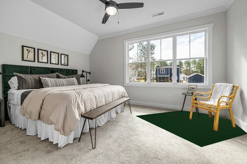 Furnish my Place Solid Color Rug - Forest Green, 7' x 7', Indoor/Outdoor Area Rug, Stain & Fade Resistant, Easy to Clean Carpet, Pets and Kids Friendly Rug, Area for Bedroom, Living Room, Wedding in Grey Traditional Bedroom with King Bed