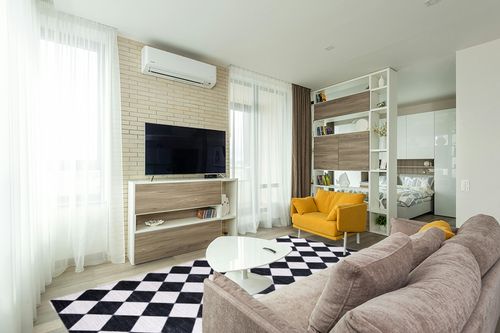 Abani Rectangular Area Rugs 8' x 10' Cream Black Checkered Diamond Machine Washable, Stain Resistant and Non-Shedding Polypropylene Large Rugs Modern Design in Light Modern Living Room with TV