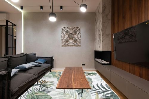 DECOMALL Jasmine Washable Area Rugs 8x10ft, Tropical Plant Non Slip Rug, Soft and Thin Large Carpet for Living Room Bedroom,8x10ft Green/Multi in Dark Wood Living Room with Black Couch