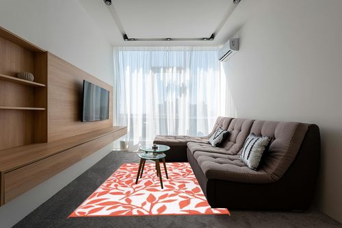 Outdoor Patio Rug Waterproof Camping - Outdoor Rugs Outdoor Carpet, Plastic Straw Area Rug for Patios Clearance RV, Outside Porch Rug Balcony Rug RV Rug Deck Rug for Camper, Orange 6x9 ft in Grey Living Room with Brown Couch