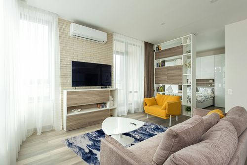 LUXE WEAVERS Marble Collection Blue Area Rug 5x7 Modern Abstract Clouds Swirl Bohemian Living Room Carpet in Light Modern Living Room with TV