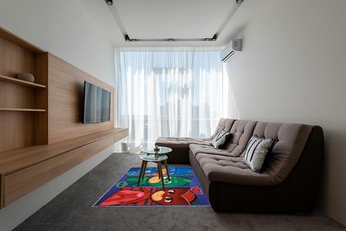 Gertmenian Disney PJ Masks Rug Boys Girls Childrens Bedroom Decor Kids Home Play Room Mat Bedding Area Carpet, 54x78 Large, Navy Blue, 47256 in Grey Living Room with Brown Couch