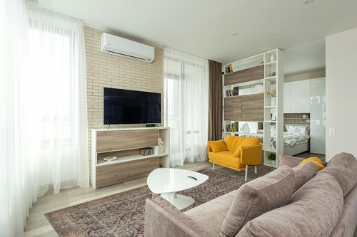 ‎Ink / Salmon ‎Oriental  ‎Living Room ‎Area Rug in Light Modern Living Room with TV