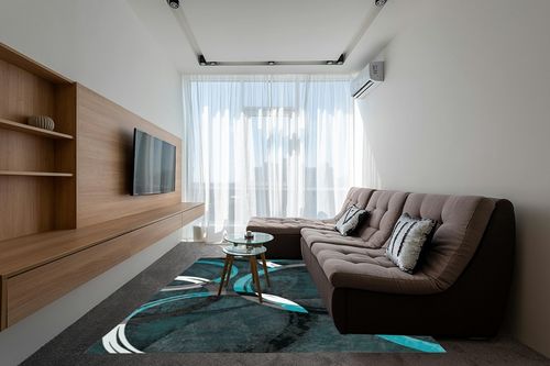 notepure Blue Geometric Circle Area Rug for Living 8x10 in Grey Living Room with Brown Couch