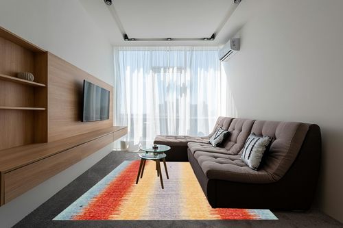 SAFAVIEH Windsor Collection Area Rug - 8' x 10', Yellow & Purple, Shabby Chic Boho Distressed Design, Non-Shedding & Easy Care, Ideal for High Traffic Areas in Living Room, Bedroom (WDS304C) in Grey Living Room with Brown Couch