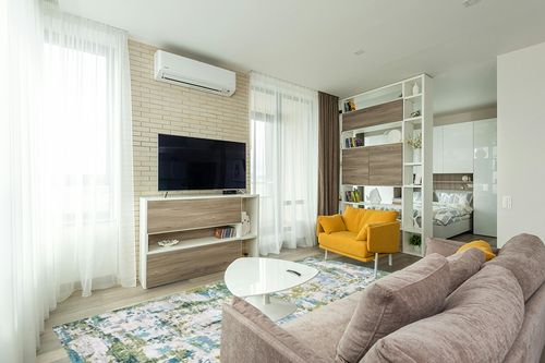 Area Rug Living Room Rugs - 8x10 Washable Large Modern Abstract Soft No Slip Indoor Rug Thin Floor Carpet for Bedroom Under Dining Table Home Office Decor - Green Turquoise in Light Modern Living Room with TV