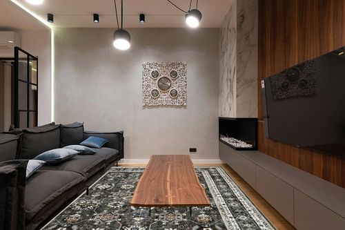 9x12 Area Rugs Living Room Rugs: Large Machine Washable Rug with Non-Slip Backing Stain Resistant Vintage Floral Carpet for Bedroom Dining Room Nursery Home Office - Gray/Black in Dark Wood Living Room with Black Couch