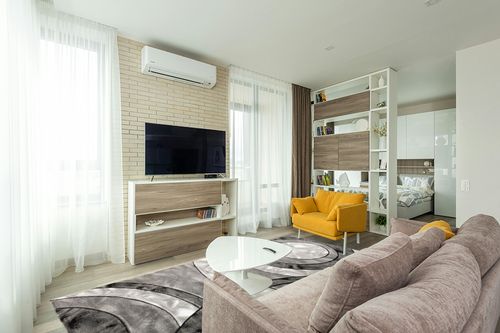 GLORY RUGS Area Rug Modern 8x10 Grey Black Circles Geometry Soft Hand Carved Contemporary Floor Carpet Fluffy Texture for Indoor Living Dining Room and Bedroom Area in Light Modern Living Room with TV