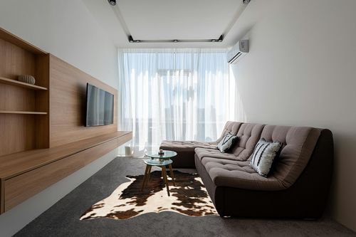 Loloi II Grand Canyon Collection GC-05 Beige/Brown, Transitional 6'-2" x 8' Area Rug in Grey Living Room with Brown Couch