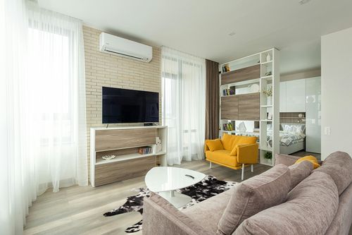 Yincimar Faux Cowhide Rug Extra Large Cow Print Area Rug 5.2ft x 6.6ft Non-Slip Animal Hide Carpet for Bedroom Living Room Western Home Office Decor (Black/Grey/White) in Light Modern Living Room with TV