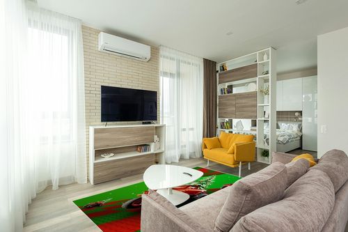 Christmas Area Rug 5 x 8, Washable Bedroom Rug Non-Slip Kitchen Rugs Non Shedding Floor Cover Mat Runner Rug for Living Room Dining Room Outdoor Carpet Truck Xmas Tree Santa Claus 3D Space in Light Modern Living Room with TV