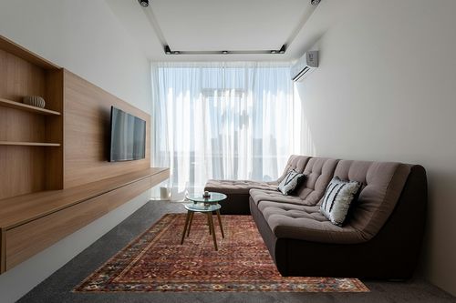 Loloi Layla 7'-6" x 9'-6" Area Rug in Brick/Blue - Thick Area Rug, Soft Area Rug with, Vintage Inspired Distressed Design, Low Pile, Non-Shedding, Easy Clean, Durable Living Room Rug in Grey Living Room with Brown Couch