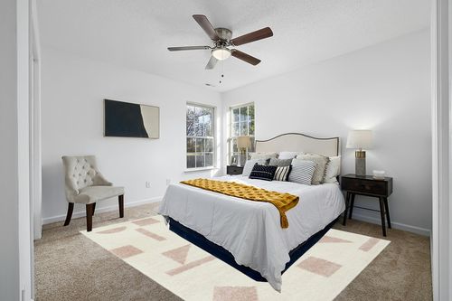 BALTA Gibson Navy 7 ft. 10 in. x 10 ft. Geometric Area Rug, Blue in White and Yellow Modern Bedroom