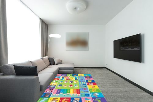 Kids Play Rug for Baby Play Mat for Floor, 78.7 x 59 Inches Kids Rugs for Playroom, Playtime Collection ABC, Numbers, Animals, Month, Season Educational Area Rug for Kids Room Classroom in Modern Living Room with Grey Couch