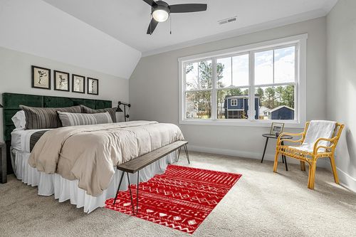 Antep Rugs Bohemian 5x7 Geometric Indoor Area Rug Phoenix, 5'3" x 7', Red in Grey Traditional Bedroom with King Bed