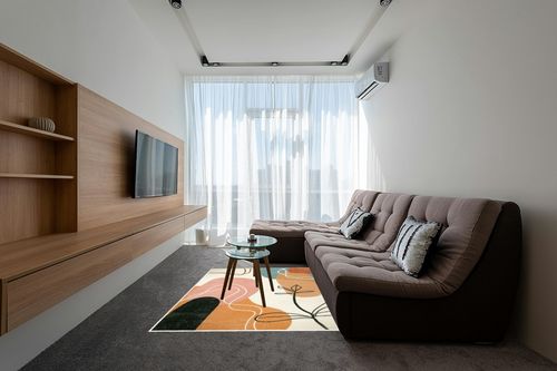 Wonnitar Boho Art Large Area Rug - Machine Washable 5x7 Rug for Living Room,Minimalist Lines Abstract Throw Mat for Bedroom,Non-Slip Mid Century Modern Aesthetic Carpet for Nursery Dining Room in Grey Living Room with Brown Couch