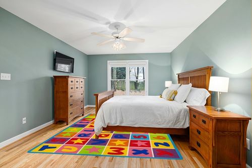 Champion Rugs Kids Area Rug ALPHABET Learning/ Playtime Carpet (8 Feet X 10 Feet) in Teal and Orange Wood Bedroom