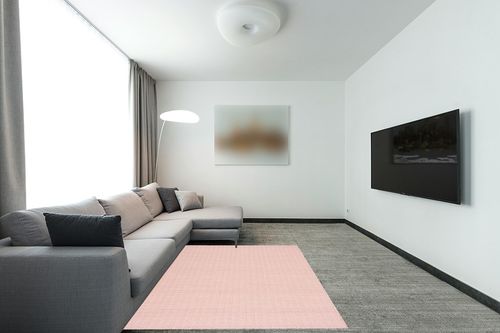 Safavieh 6'5" x 9'6" Terracotta/Ivory Hampton HTN-230 Area Rug in Modern Living Room with Grey Couch