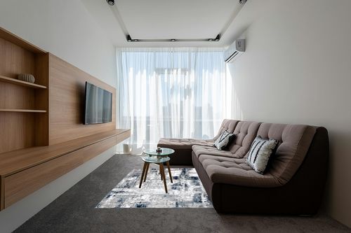 Rugshop Contemporary Abstract Distressed Area Rug 5' x 7' Blue in Grey Living Room with Brown Couch