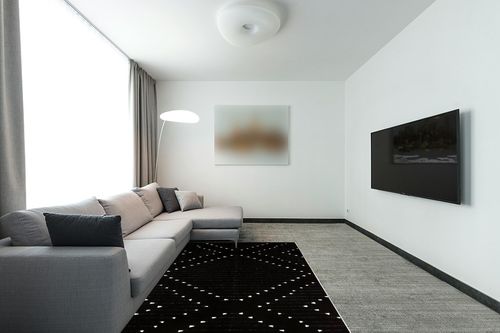 LIVEBOX Boho Black Rug 5' x 7' Large Washable for Living Room,Moroccan Cotton Bedroom Indoor Outdoor Throw Area Thin Carprt for Dining Room Balcony Porch in Modern Living Room with Grey Couch