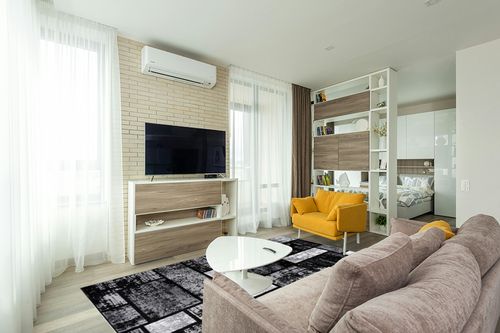 Persian Area Rugs Luxe Weavers Geometric Squares Gray 6x9 Modern Abstract Area Rug, Colorblock Premium Carpet Non Shedding,1007 in Light Modern Living Room with TV