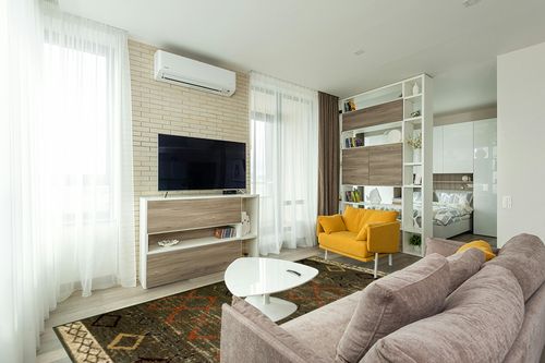 Antep Rugs Alfombras Non-Skid (Non-Slip) 8x10 Rubber Back Bohemian Distressed Moroccan Boho Low Pile Profile Indoor Area Rug (Green, 7'10" x 10') in Light Modern Living Room with TV