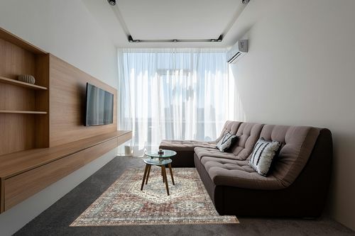 RUGSREAL Area Rug 6x9 Boho Medallion Area Rug Washable Distressed Entry Throw Rug Bohemian Indoor Rug Non-Slip Washable Low Pile Carpet for Entrance Living Room Bedroom Dining Table, Brown,6x9 in Grey Living Room with Brown Couch