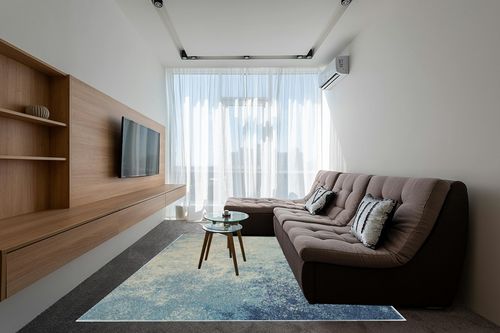 Nourison Passion Navy/Light Blue 8' x 10' Area -Rug, Modern, Abstract, Easy -Cleaning, Non Shedding, Bed Room, Living Room, Dining Room, Kitchen (8x10) in Grey Living Room with Brown Couch