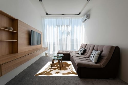 Pure Brown& White Superior Cowhides Rug 5x7ft 150cmx210cm in Grey Living Room with Brown Couch