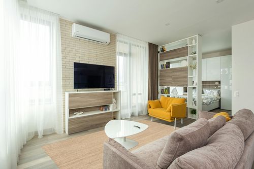 NuLOOM Elijah Farmhouse Seagrass Area Rug, 6' x 9', Beige in Light Modern Living Room with TV