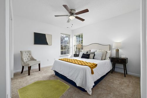 4.6 ft, Green fluffy rug in White and Yellow Modern Bedroom
