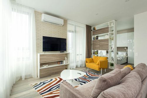 Abani Colorful Contemporary Zebra Print Area Rug Rugs - Multicolor Non-Shed 5'3" x 7'6" (5x8) Animal Pattern Blue & Brown Indoor/Outdoor Rug in Light Modern Living Room with TV