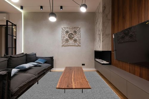 nuLOOM Lorretta Geometric Cotton Area Rug, 8x10, Black in Dark Wood Living Room with Black Couch