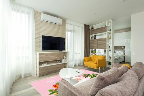 Pink Christmas Area Rug 5 x 8, Washable Bedroom Rug Non-Slip Kitchen Rugs Non Shedding Floor Cover Mat Runner Rug for Living Room Dining Room Outdoor Carpet Santa Claus Pine Needle Snowflake in Light Modern Living Room with TV