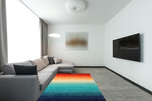 Wonnitar Modern Ombre Area Rug 5x7,Washable Large Colorful Rugs for Living Room,Abstract Contemporary Non-Slip Dining Room Throw Mat,Non-Shedding Soft Print Carpet for Bedside Entry Kitchen in Modern Living Room with Grey Couch