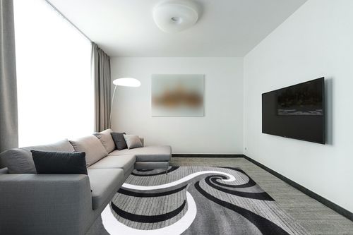 GLORY RUGS Black Area Rug 8x10 Gray Modern Carpet Bedroom Living Room Contemporary Dining Accent Sevilla Collection 4817A (Grey Black) in Modern Living Room with Grey Couch