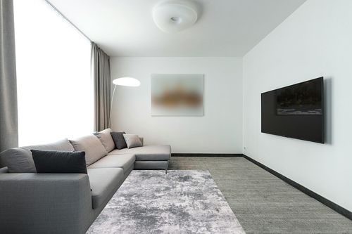 Area Rug Living Room : 5x7 Indoor Soft Fluffy Abstract Carpet for Bedroom Kitchen Dining Room Floor Washable Plush Throw Large Accent Rug Home Office Nursery Decor - Gray in Modern Living Room with Grey Couch