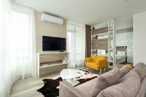 Loloi II Grand Canyon Collection GC-05 Beige/Brown, Transitional 6'-2" x 8' Area Rug in Light Modern Living Room with TV