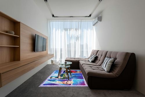 Gertmenian Kids Playroom & Game Room Carpet | Disney Frozen Olaf & Anna Childrens Rug | Kids Novelty Home Decor, Perfect Area Rug for Boys & Girls Playroom, Bedroom | 5x7 Standard, Blue, 46907 in Grey Living Room with Brown Couch