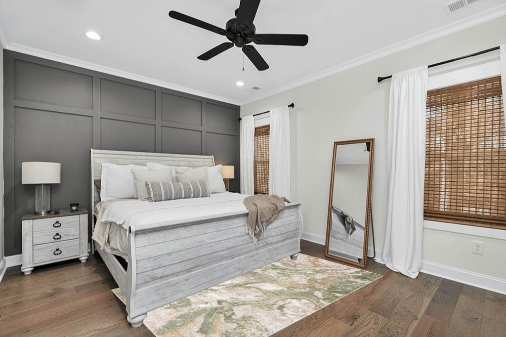Green Farmhouse Rugs Hauteloom Boho Abstract Area Rug in Modern transitional bedroom