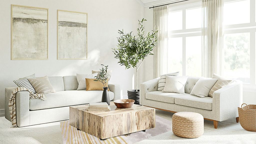 Rug Visualizer For Your 5x7 Yellow Area Rug "FINOREN Modern Swoosh Gray-gold Rectangular Area Rug - 5x7, Low Pile, Lightweight, Non-slip" in Living room