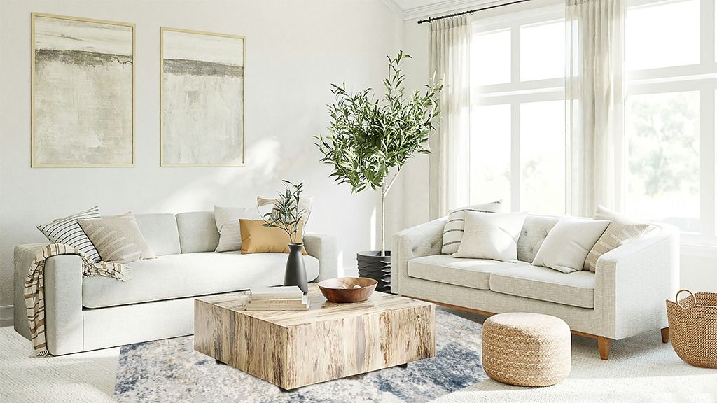Grey Farmhouse Rugs "DMOYEST Beige Blue Abstract Rectangular Area Rug - 6' x 9' - Lightweight, Stain Resistant, Non Slip, Washable" in Living room