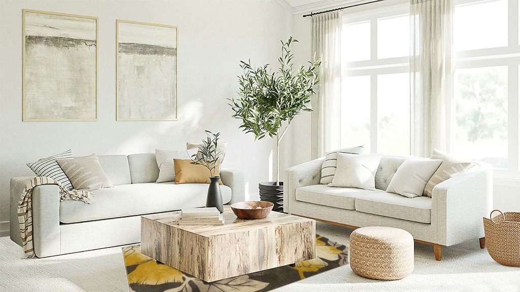 Yellow Farmhouse Rugs Floral Bliss Rectangular Area Rug in Living room