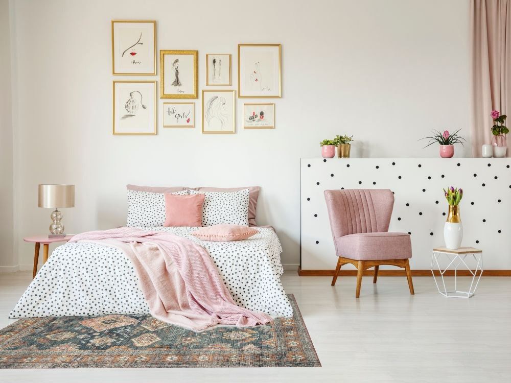 View Blue Bedroom Rugs In Your Room Loloi II Sea Rust Rectangular Polyester Traditional Area Rug in Bedroom
