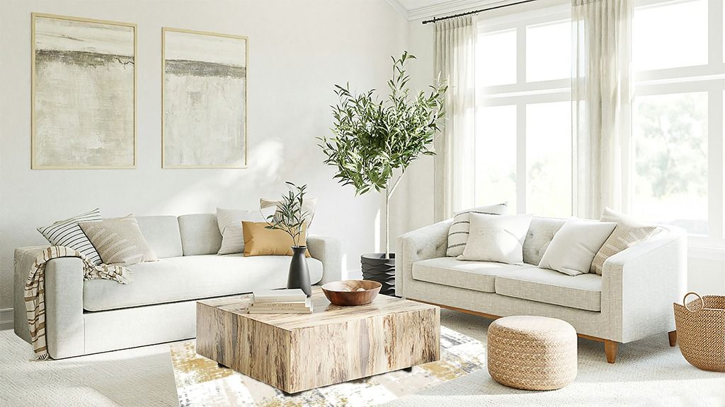 Rug Visualizer For Your 5x7 Yellow Area Rug OIGAE Modern Yellow Abstract Plush Area Rug in Living room