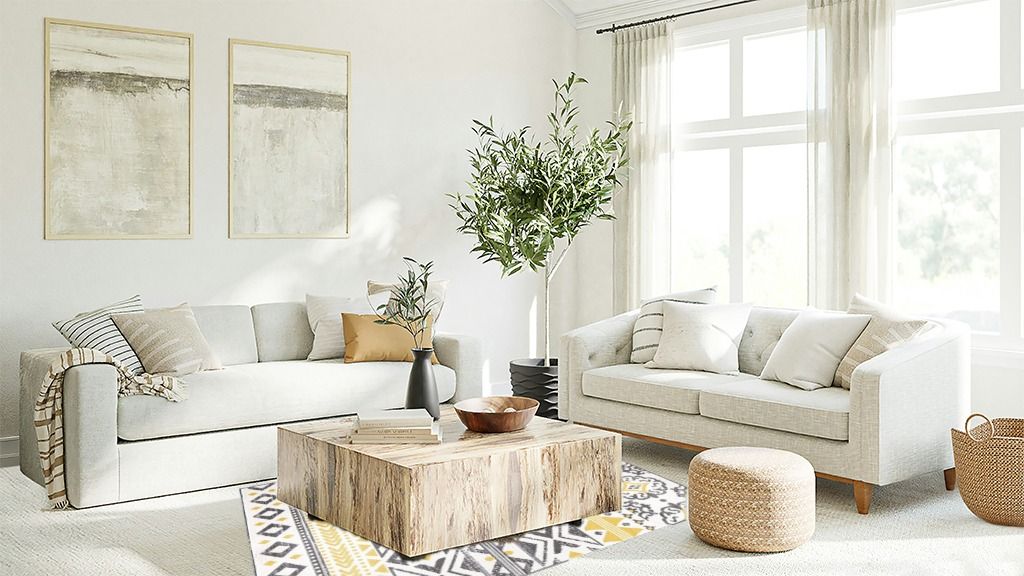 Yellow Farmhouse Rugs Bohemian Geometric Yellow Rectangular Area Rug in Living room