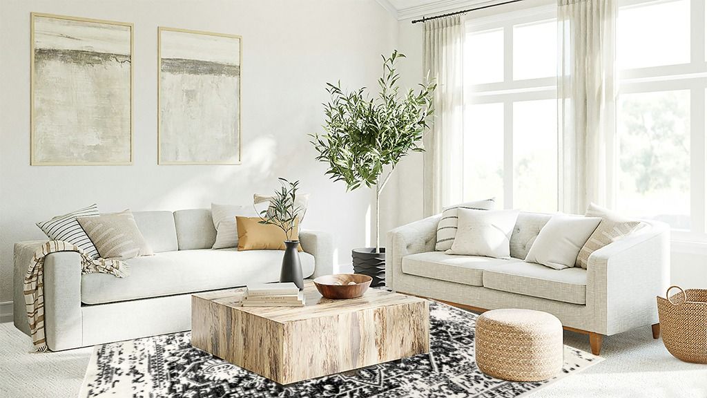 Grey Farmhouse Rugs "NuLOOM Modern Medallion Floral Area Rug, 8' x 10', Black and White" in Living room