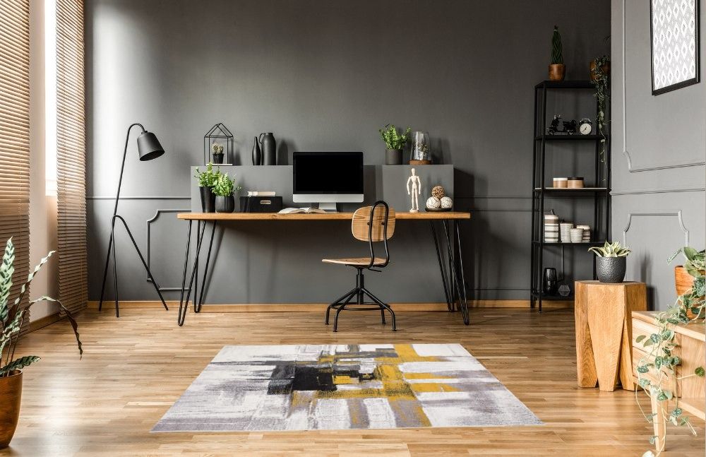 Rug Visualizer For Your 5x7 Yellow Area Rug Gold Modern Stain Resistant Living Room Area Rug in Home office